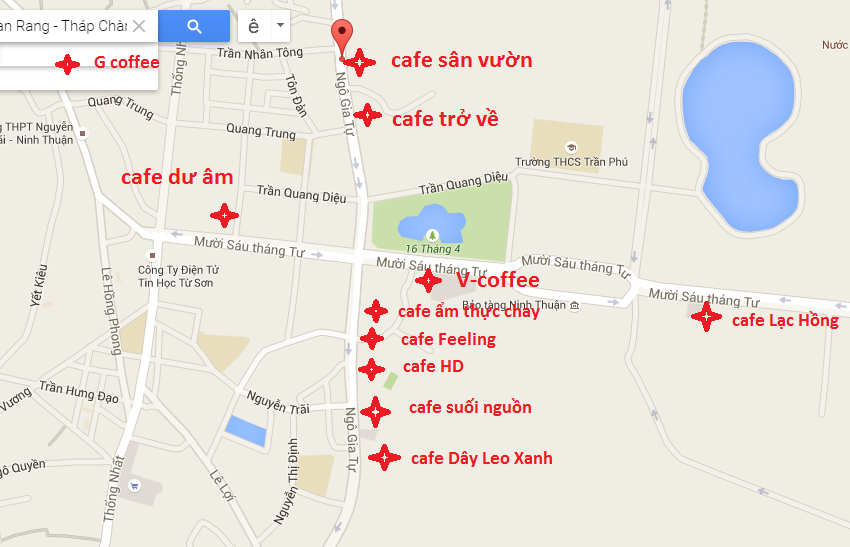 /bản đồ các quán cafe ở phan rang ninh thuận